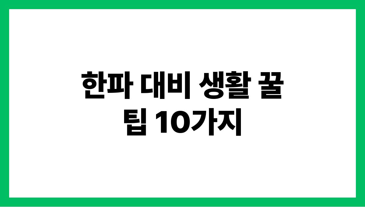 한파 대비 생활 꿀팁 10가지