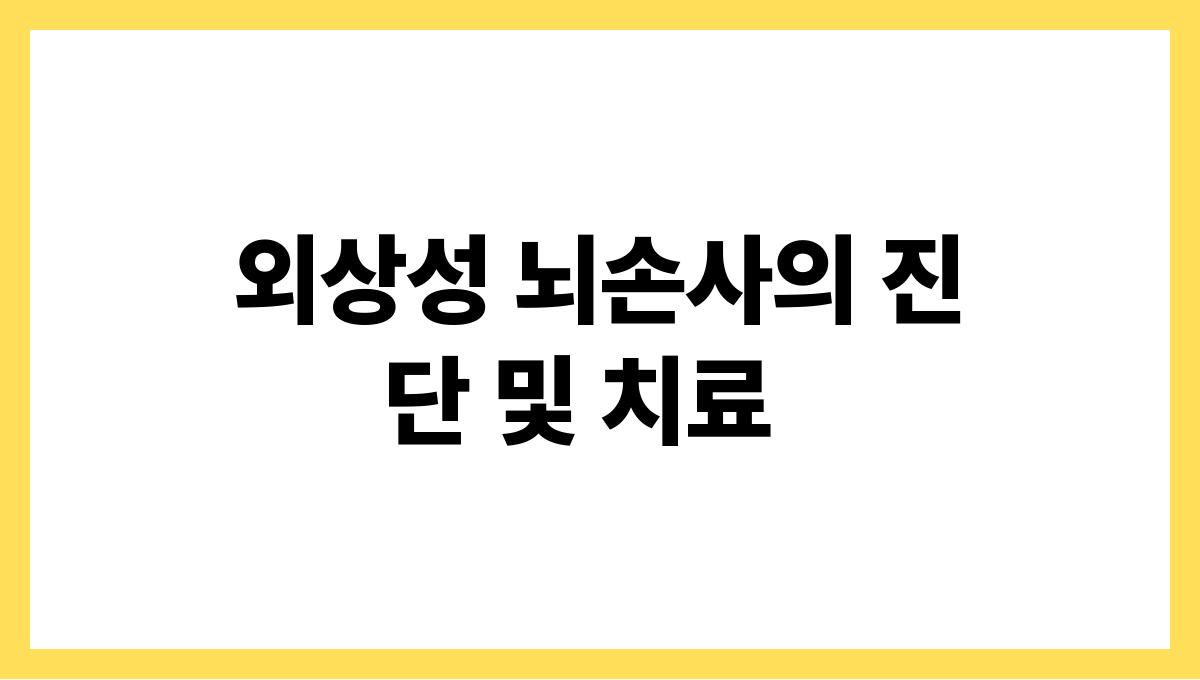 외상성 뇌손상(Traumatic Brain Injury) 외상성 뇌손사의 진단 및 치료