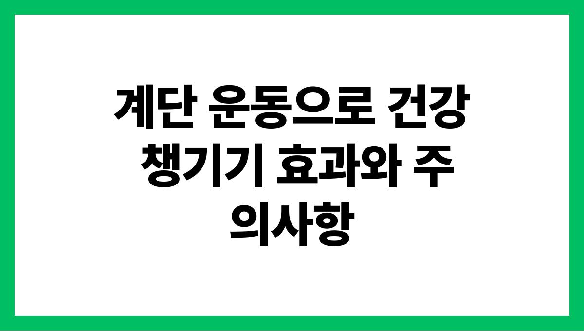 계단 운동으로 건강 챙기기 효과와 주의사항