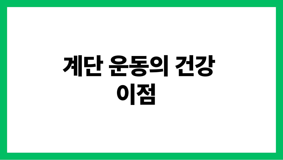 계단 운동으로 건강 챙기기 효과와 주의사항 계단 운동의 건강 이점