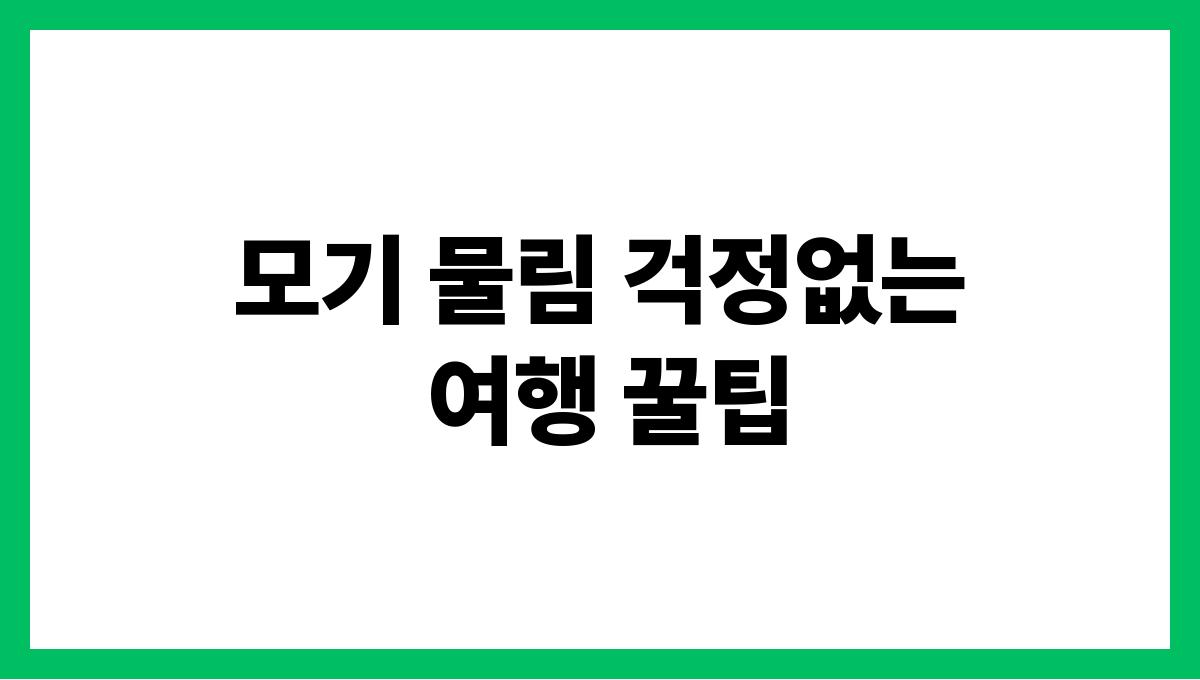 모기 물림 걱정없는 여행 꿀팁