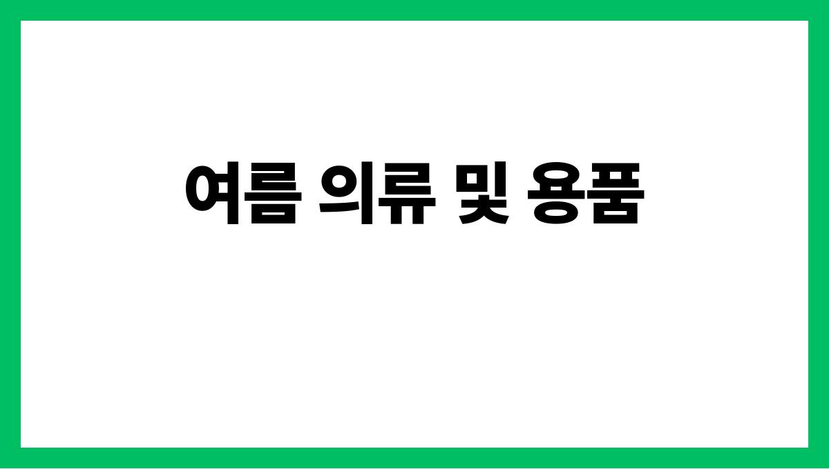 차 타고 떠나는 여름 로드트립 준비물 여름 의류 및 용품