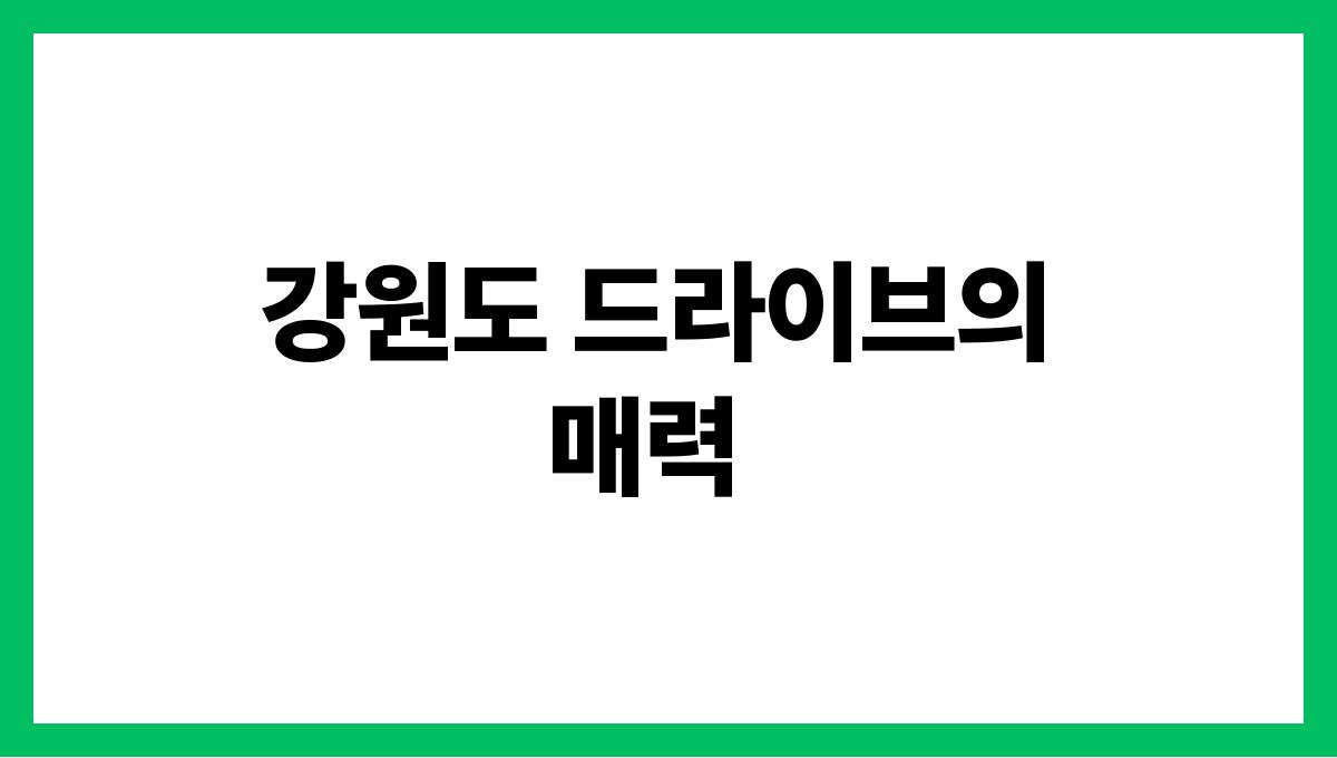 강원도 여름 드라이브 코스 정리 강원도 드라이브의 매력