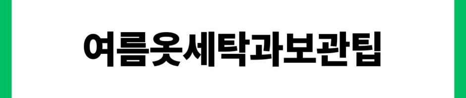 여름옷세탁과보관팁